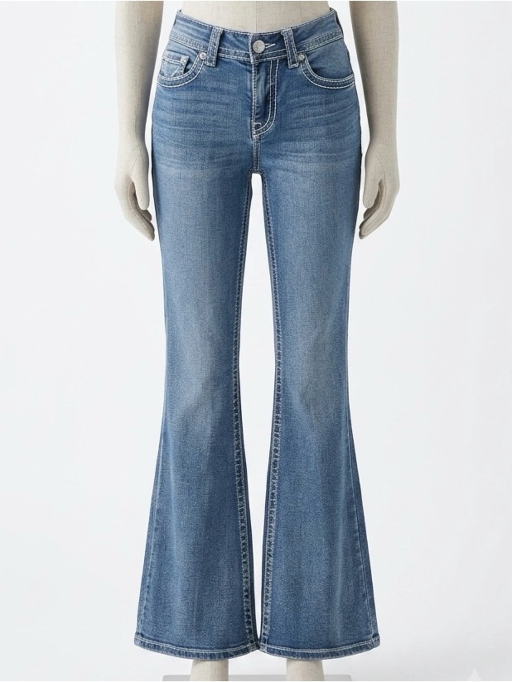 Sky Mid-Rise Light Blue Boot Cut Jeans - Women